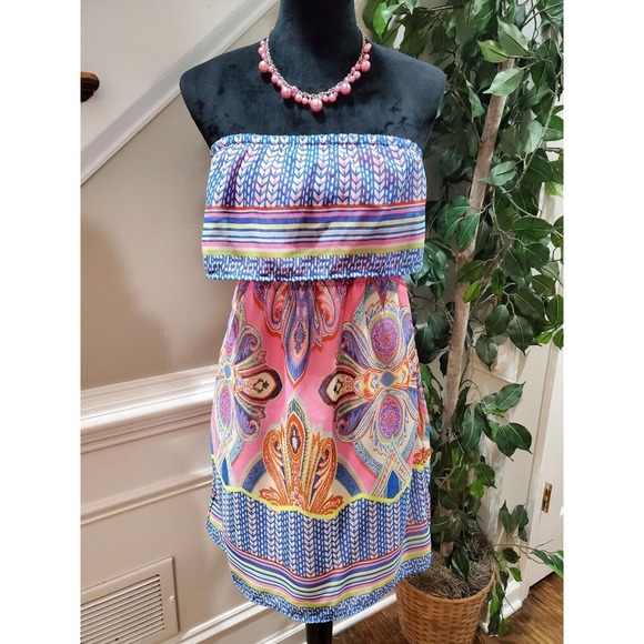 Red Camel Women's Multicolor Polyester Off The Shoulder Knee Length Dress Size M - Picture 12 of 12